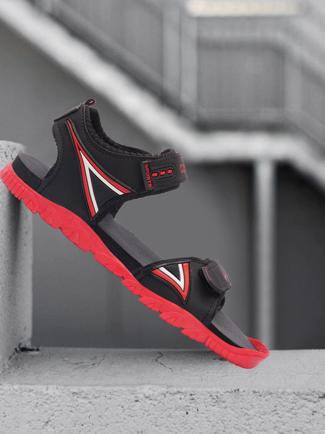 

CLYMB Men Synthetic Velcro Comfort Sandals, Red