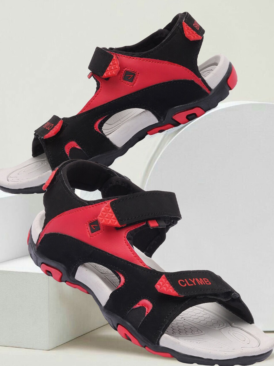 

CLYMB Men Black & Red Sports Sandal