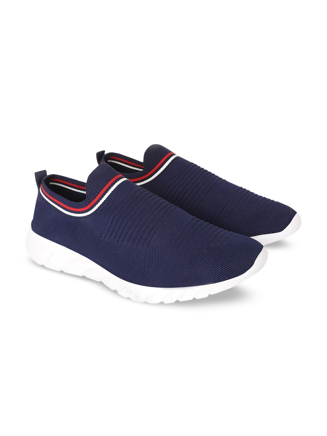 

TPENT Men Woven Design Mesh Slip-On Sneakers, Navy blue