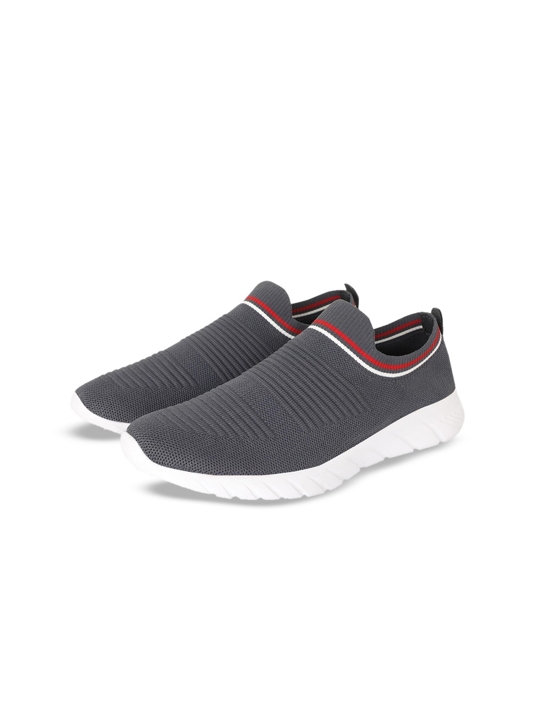 

TPENT Men Striped Mesh Slip-On Sneakers, Grey