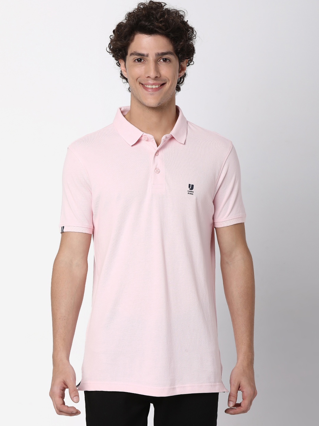 

UnderJeans by Spykar Men Polo Collar T-shirt, Pink