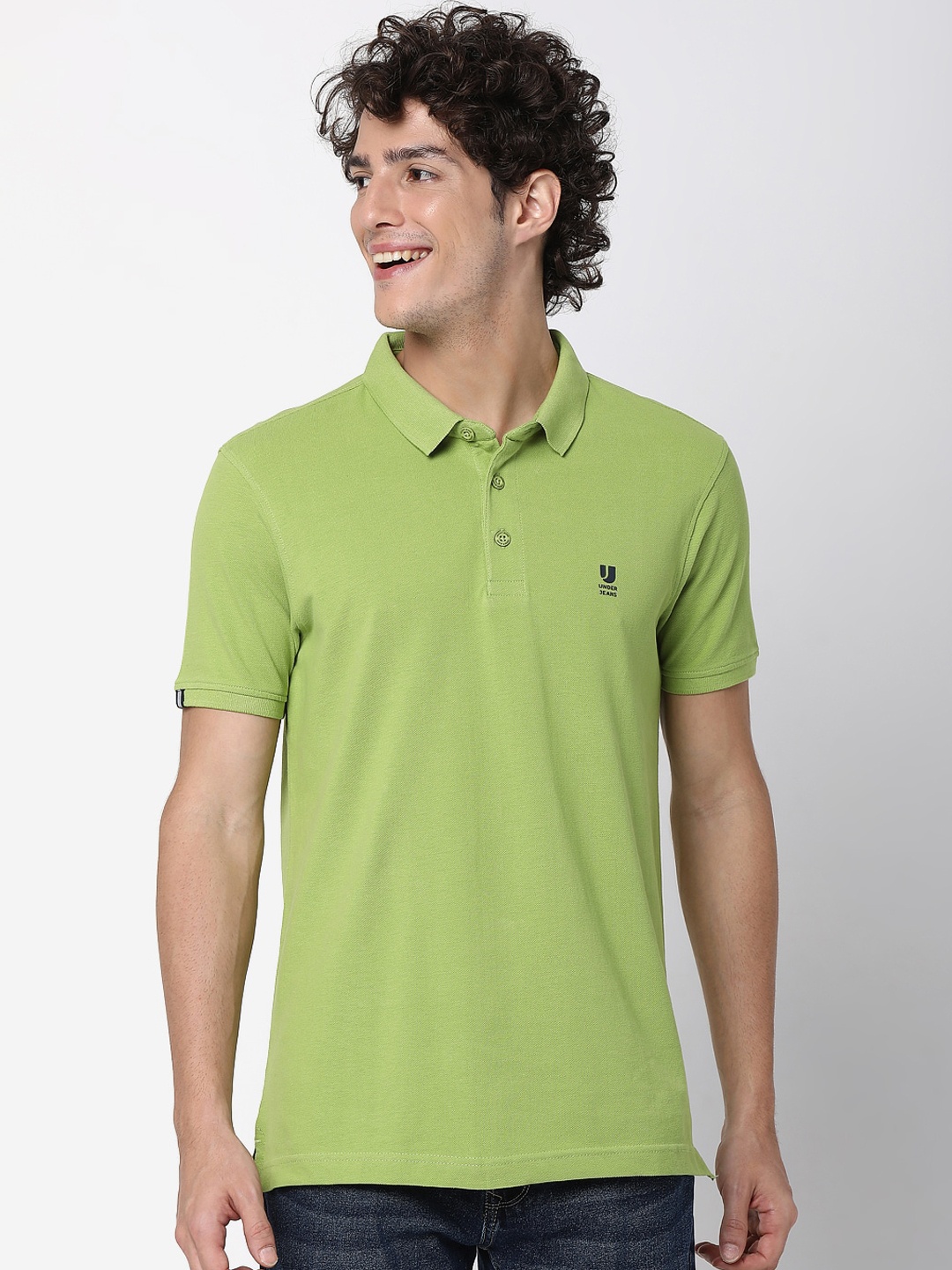

UnderJeans by Spykar Men Polo Collar T-shirt, Green