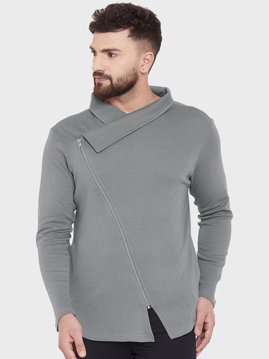 

Hypernation Men Colourblocked Turtle Neck T-shirt, Grey