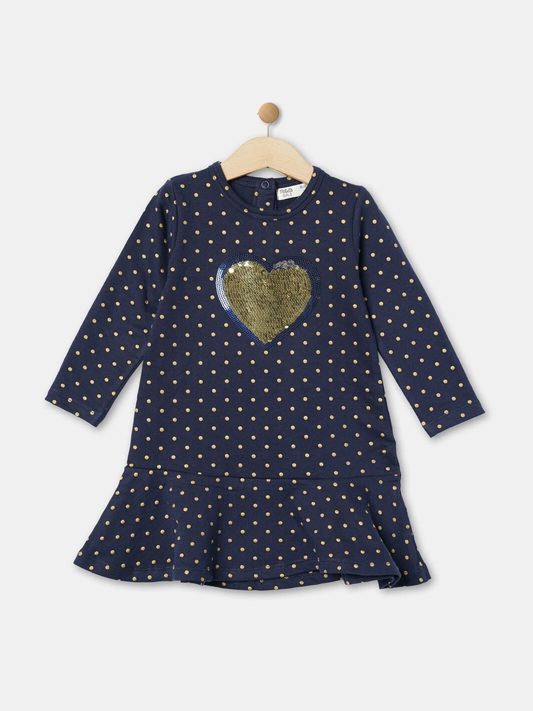

R&B Girls Navy Blue A-Line Cotton Dress