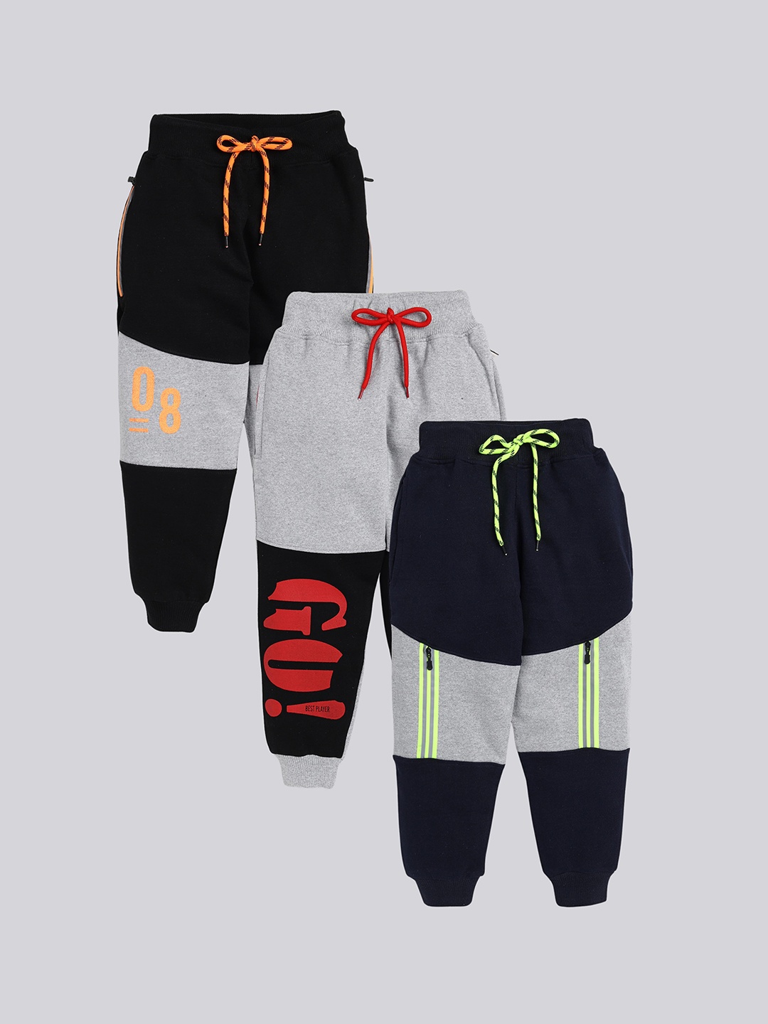 

Toonyport Kids Pack Of 3 Printed Cotton Joggers, Grey