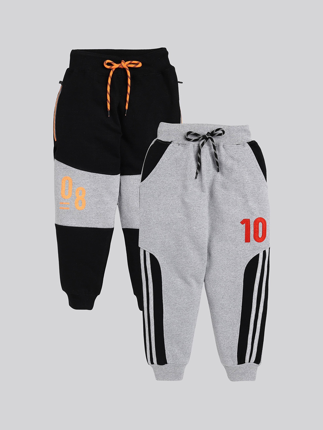 

Toonyport Kids Pack Of 2 Colour-Blocked Cotton Joggers, Black