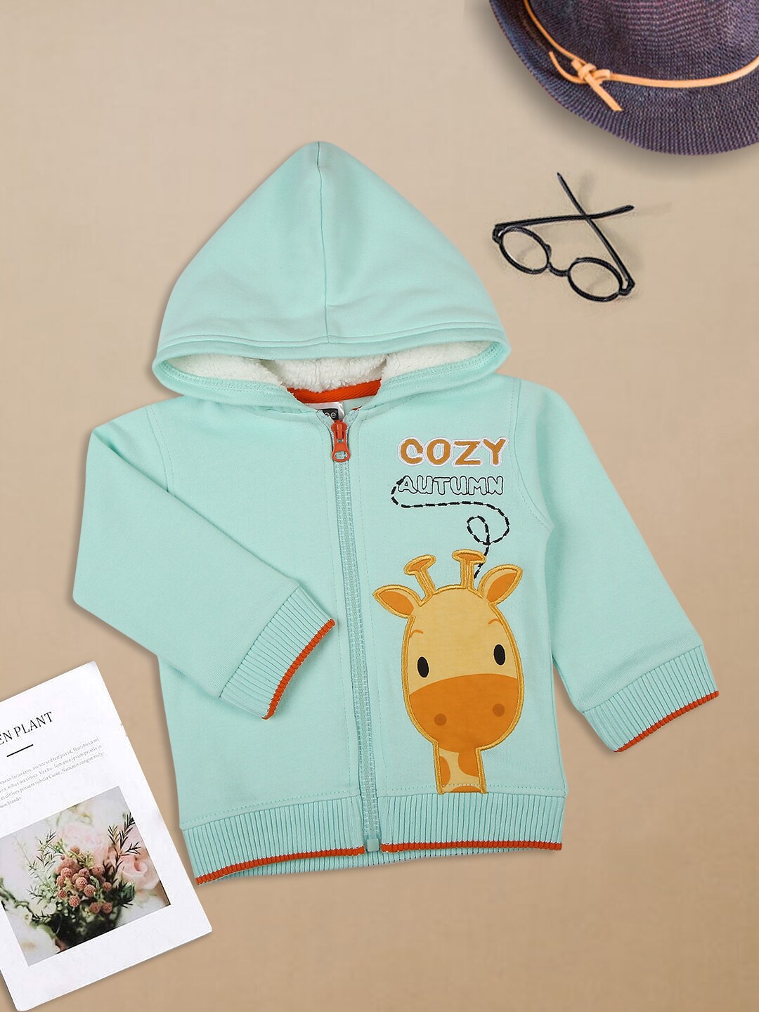 

MeeMee Boys Green Acrylic Denim Jacket with Embroidered