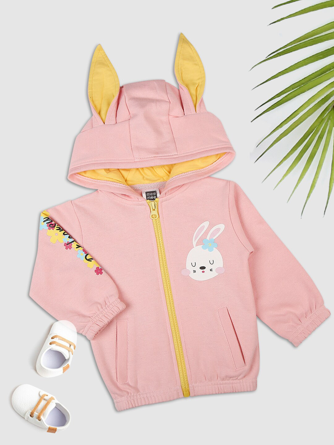 

MeeMee Girls Acrylic Padded Jacket with Embroidered, Peach