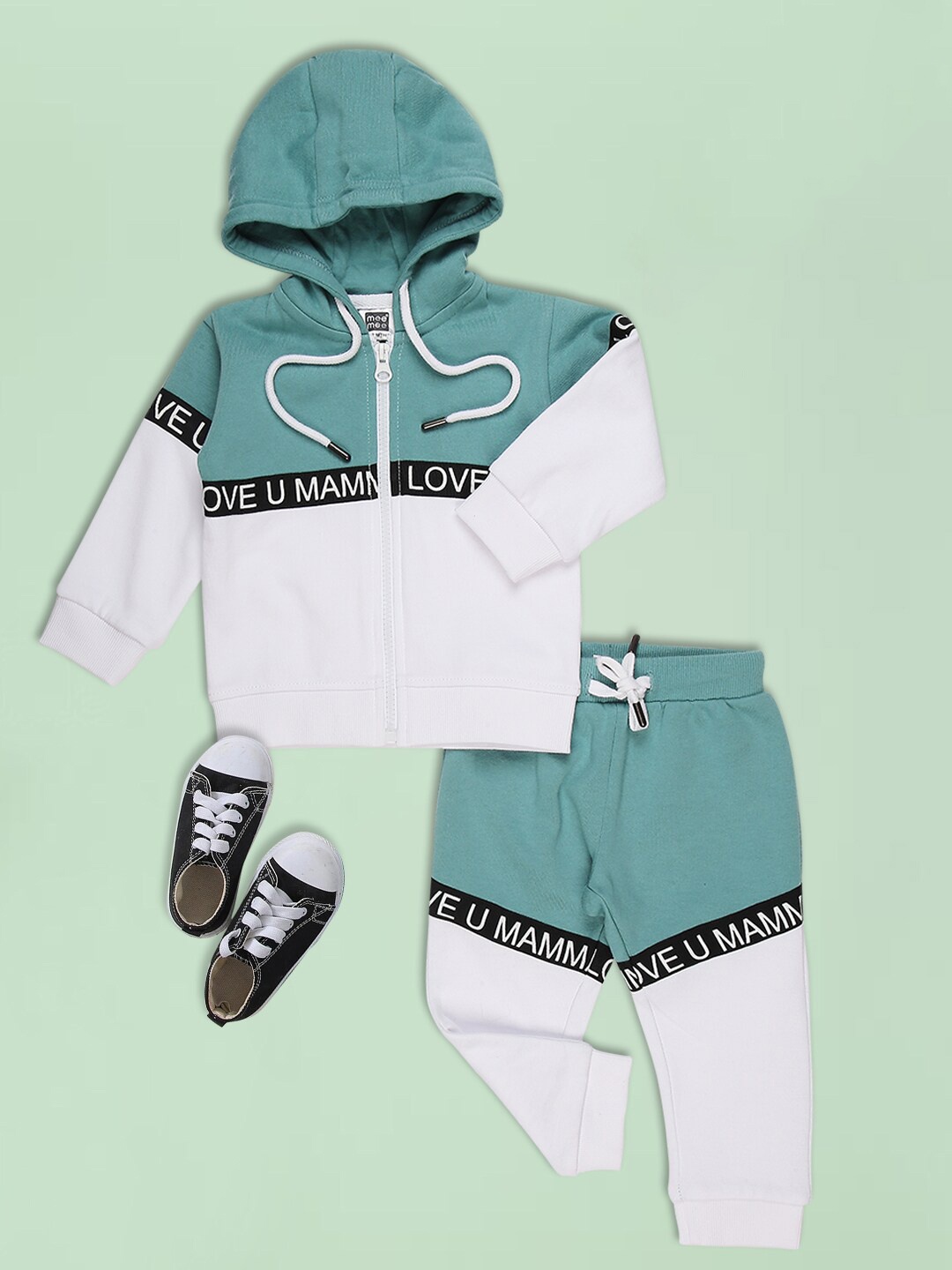 

MeeMee Boys Acrylic Crop Open Front Jacket with Embroidered, Sea green
