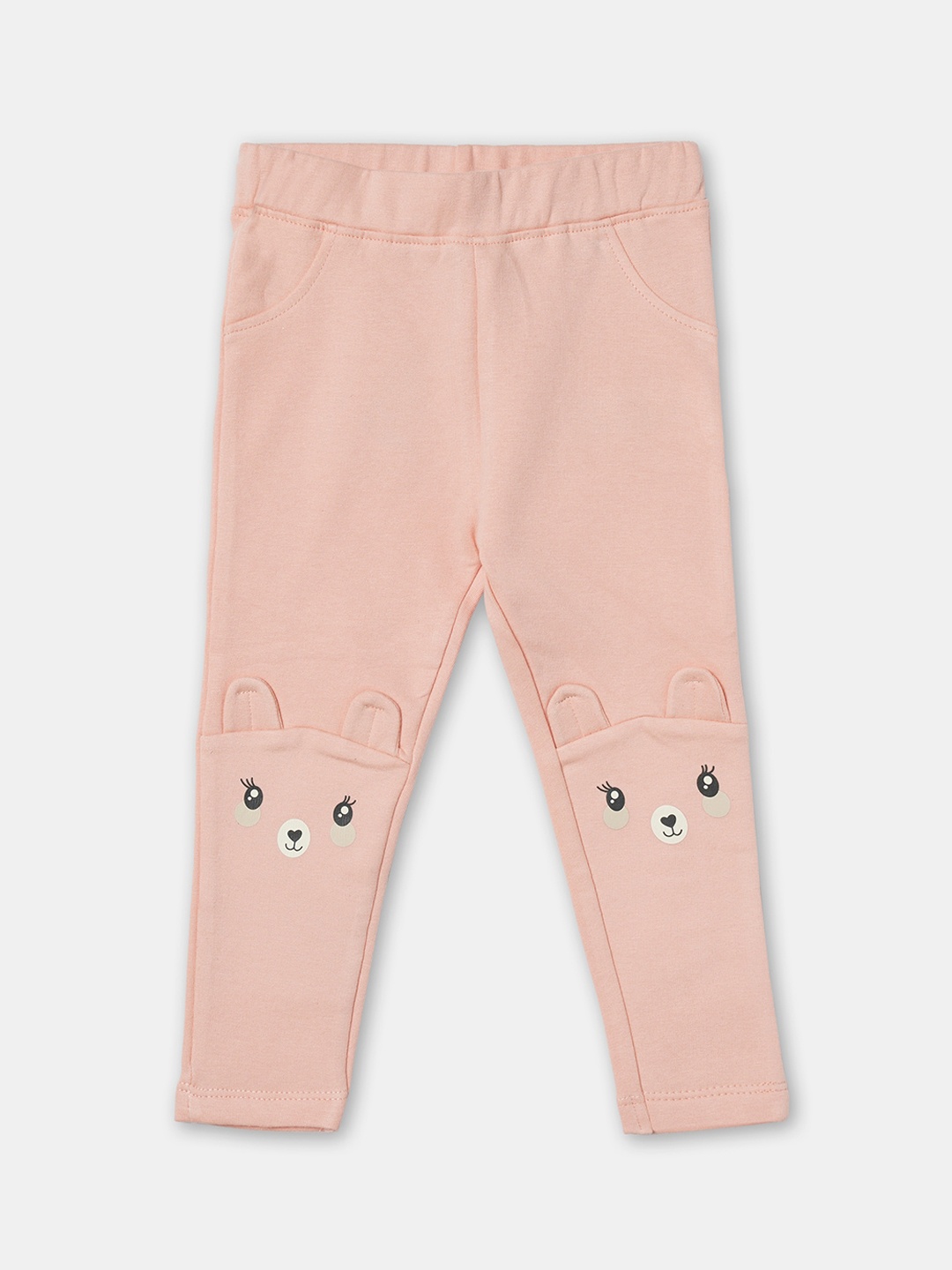 

R&B Girls Solid Cotton Track Pants, Pink