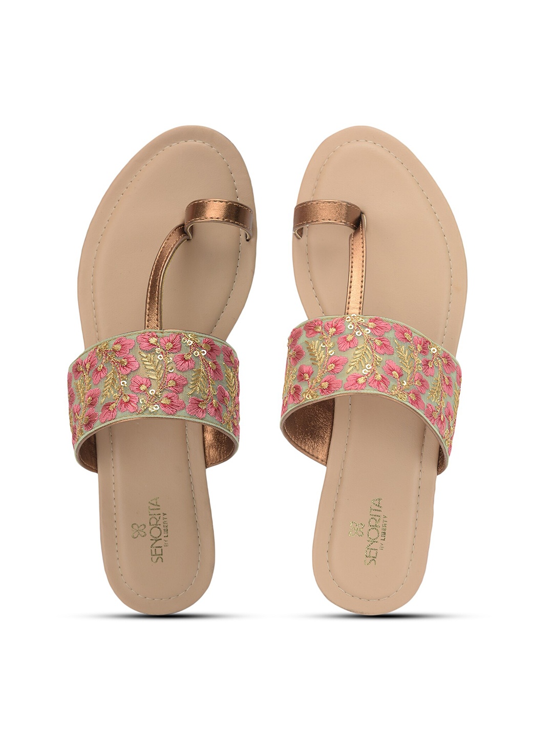 

Liberty Women Embellished Ethnic One Toe Flats, Gold