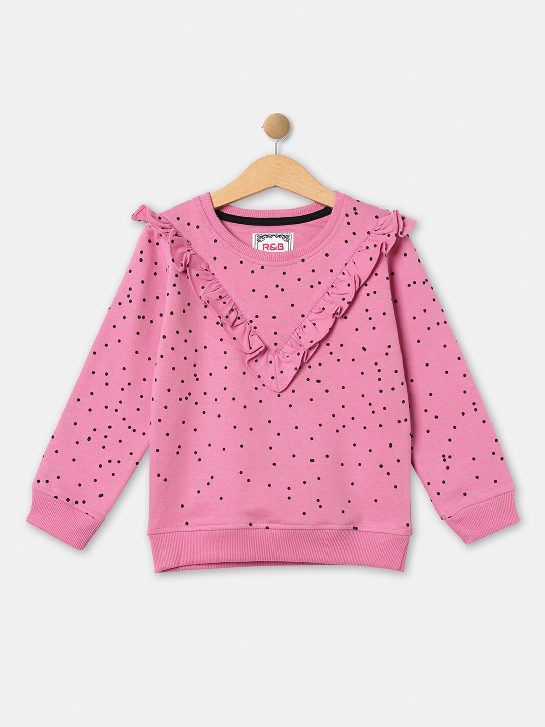 

R&B Girls Pink Geometric Printed Cotton Sweatshirt