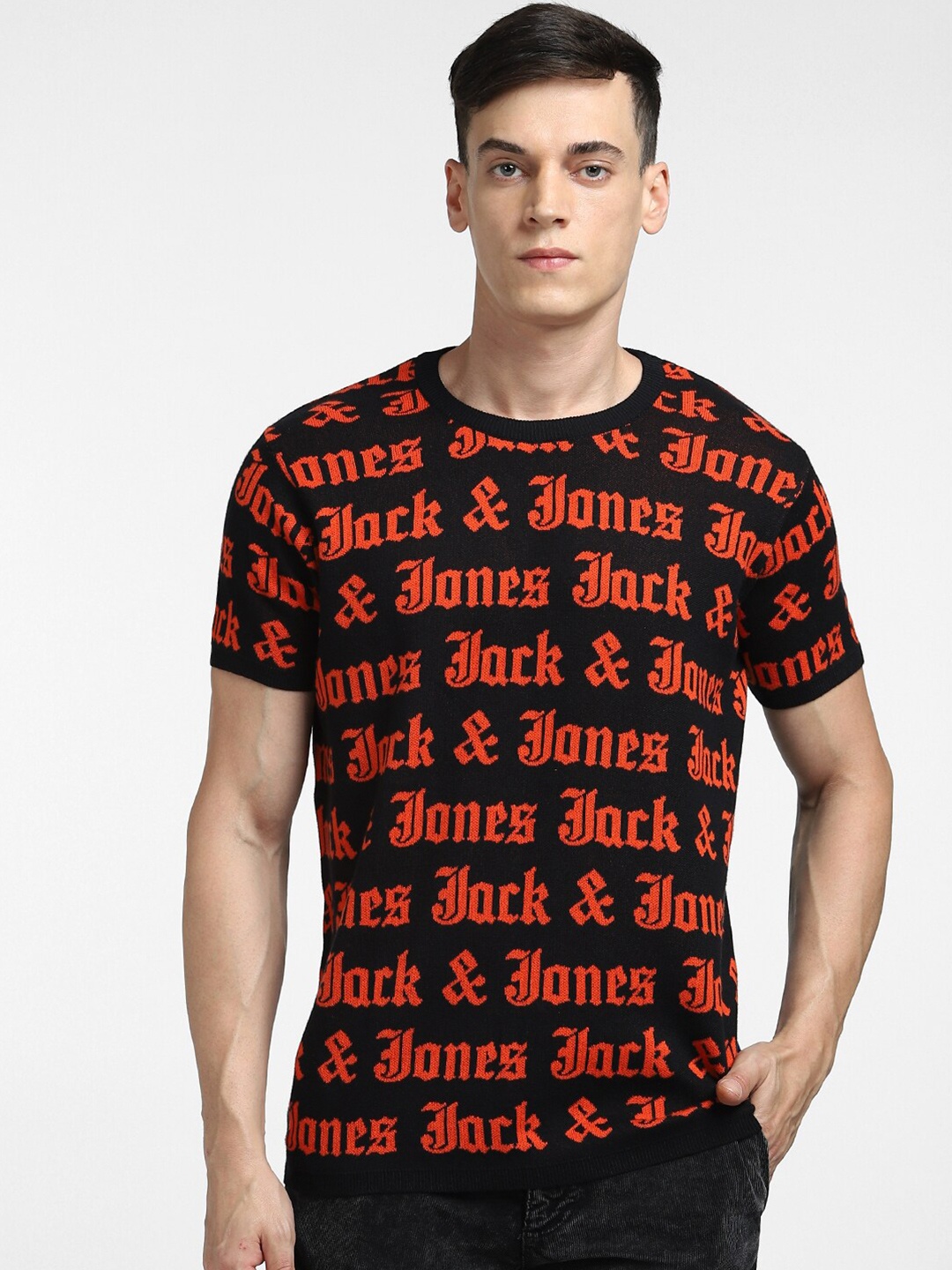 

Jack & Jones Men Typography Printed T-shirt, Black