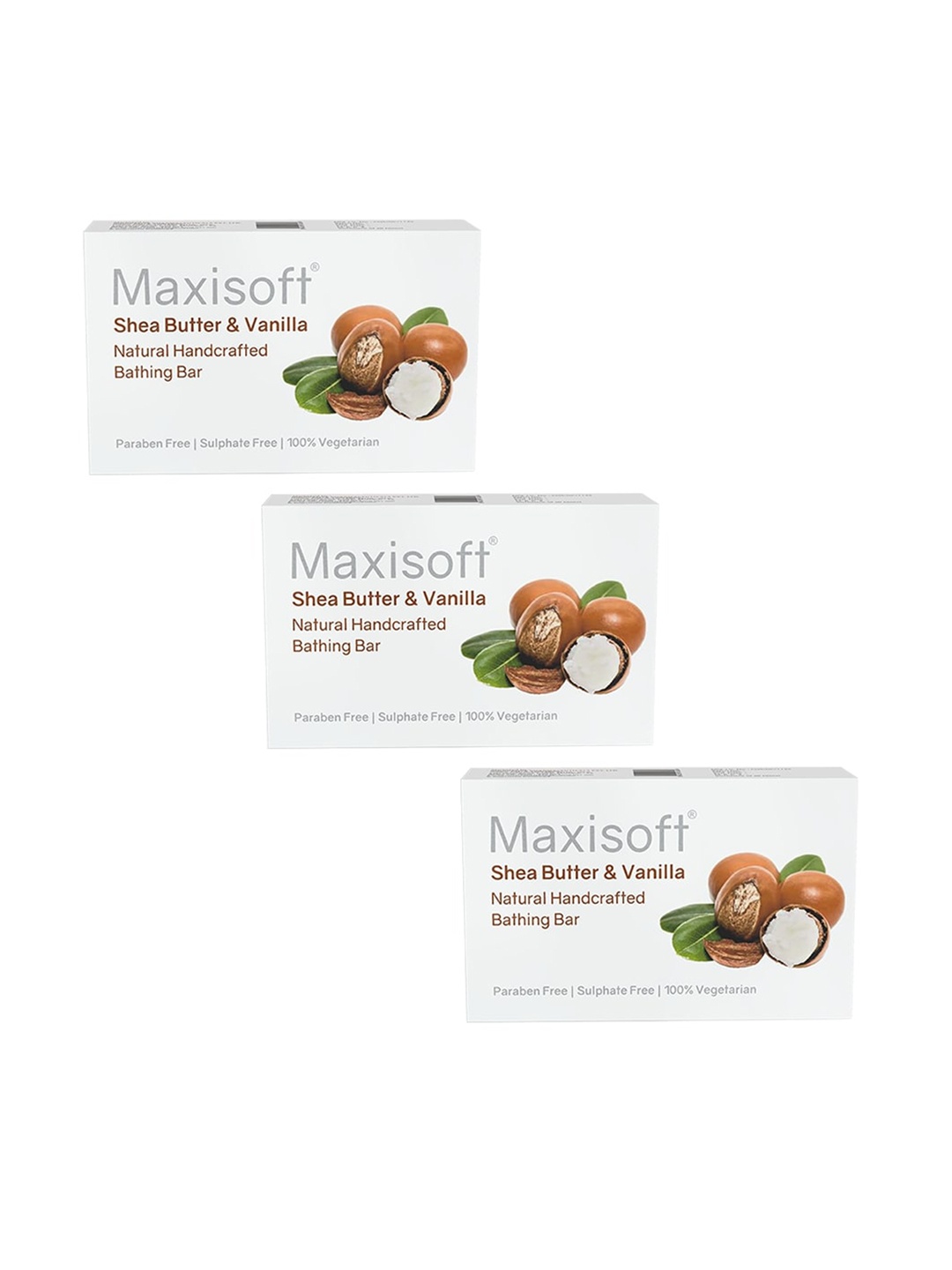 

Maxisoft Set Of 3 Shea Butter & Vanilla Bathing Bar 75 g Each, White