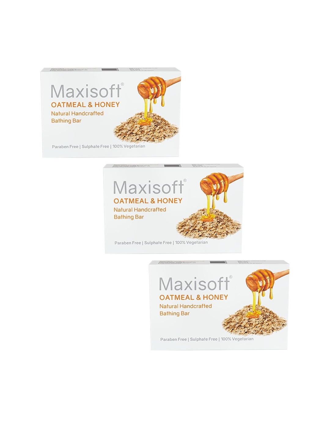 

Maxisoft Pack Of 3 Oatmeal & Honey Bathing bar Paraben & Sulphate Free 75gm, White