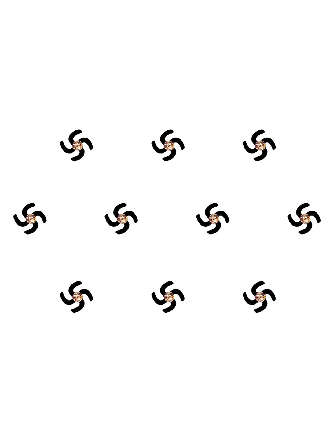 

Comet Busters 10 Pcs Embellished Reusable Swastika-Shaped Designer Bindis - Black