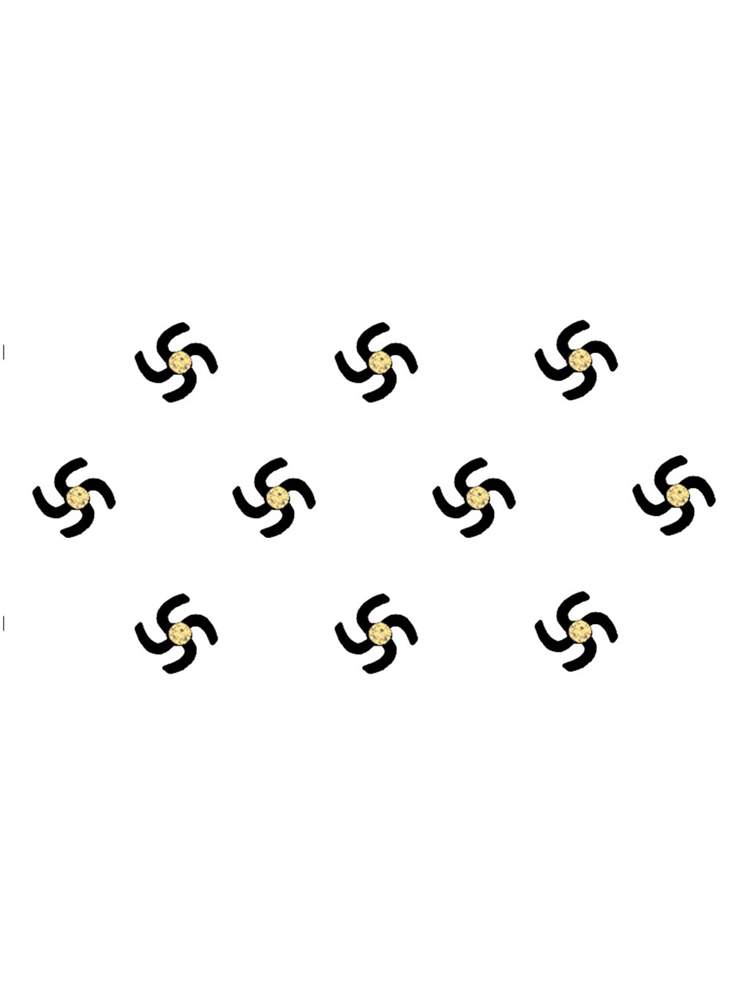 

Comet Busters 10 Pcs Embellished Reusable Swastika-Shaped Designer Bindis - Black