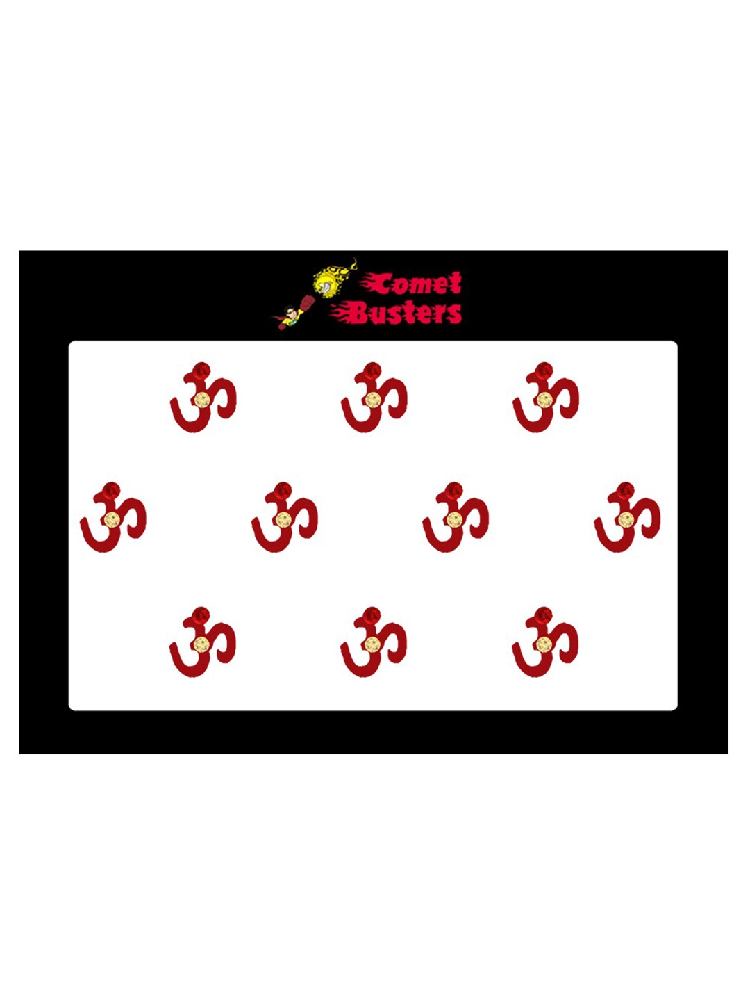 

Comet Busters 10 Pcs Embellished Reusable Om-Shaped Designer Bindis - Red