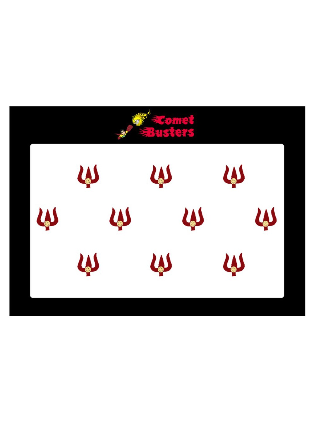 

Comet Busters 10 Pcs Embellished Reusable Trishul-Shaped Designer Bindis - Red