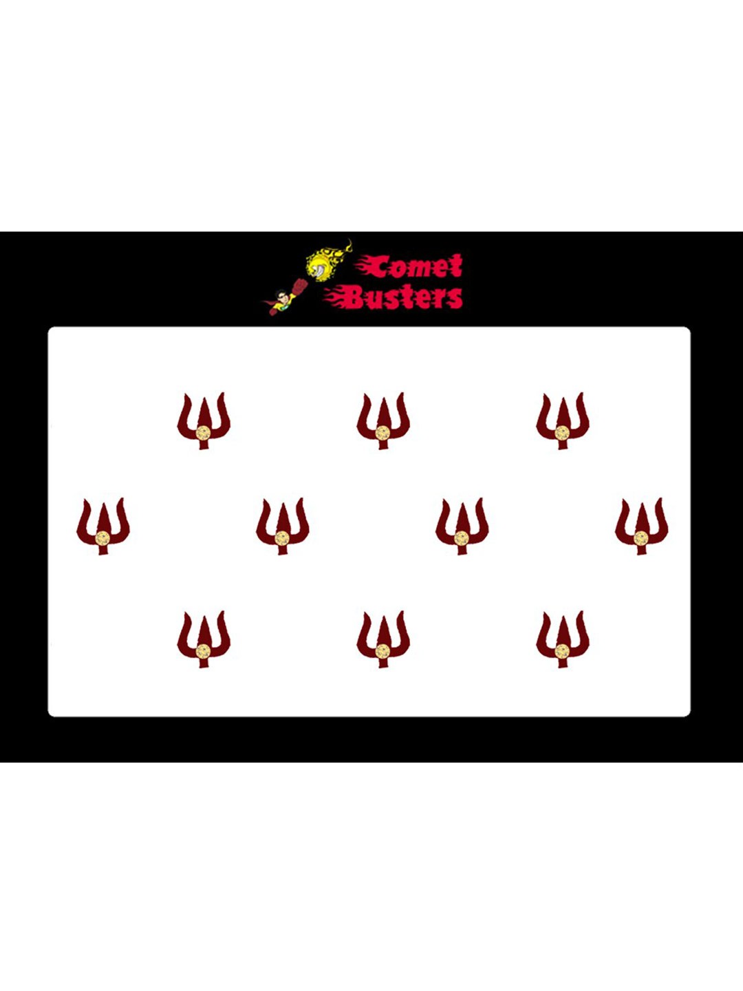 

Comet Busters 10 Pcs Embellished Reusable Trishul-Shaped Designer Bindis - Maroon