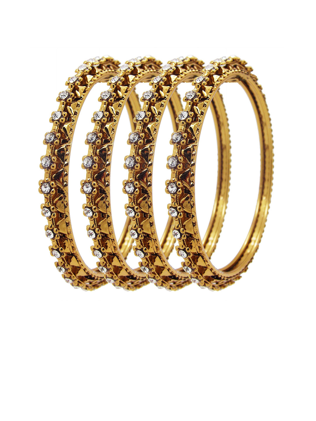 

FEMMIBELLA Set Of 4 Gold-Plated AD Studded Bangle