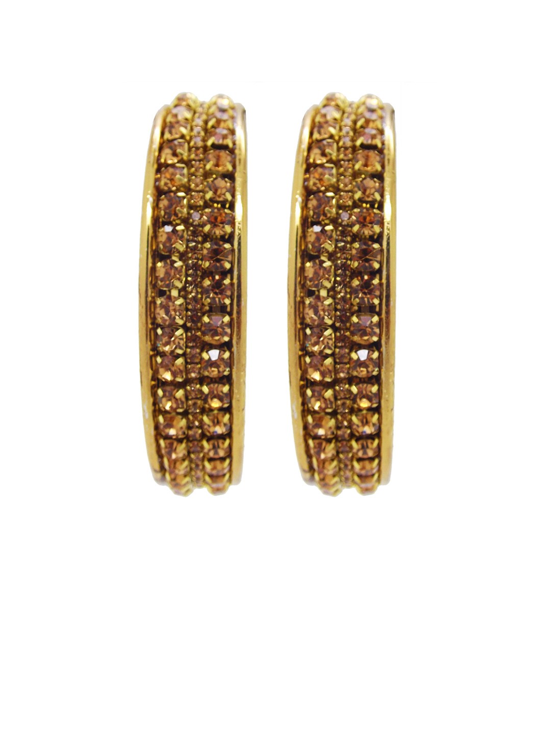 

FEMMIBELLA Set of 2 Gold-Plated Textured AD Studded Bangles