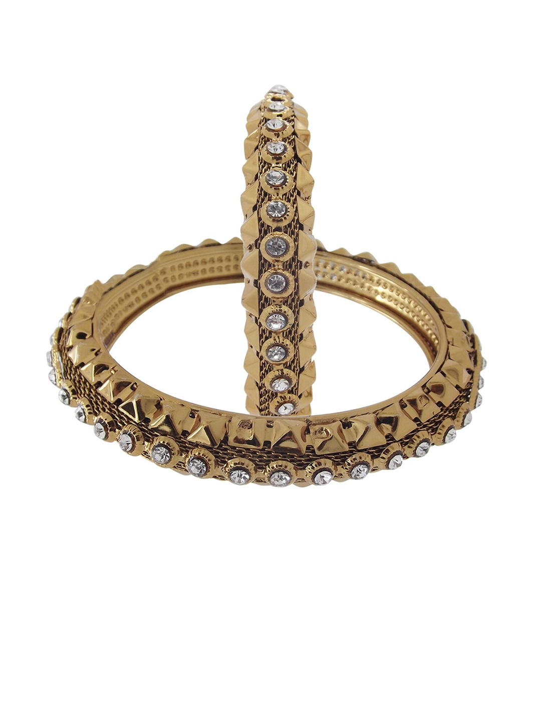 

FEMMIBELLA Women Set Of 2 Gold-Plated Stone-Studded Bangle