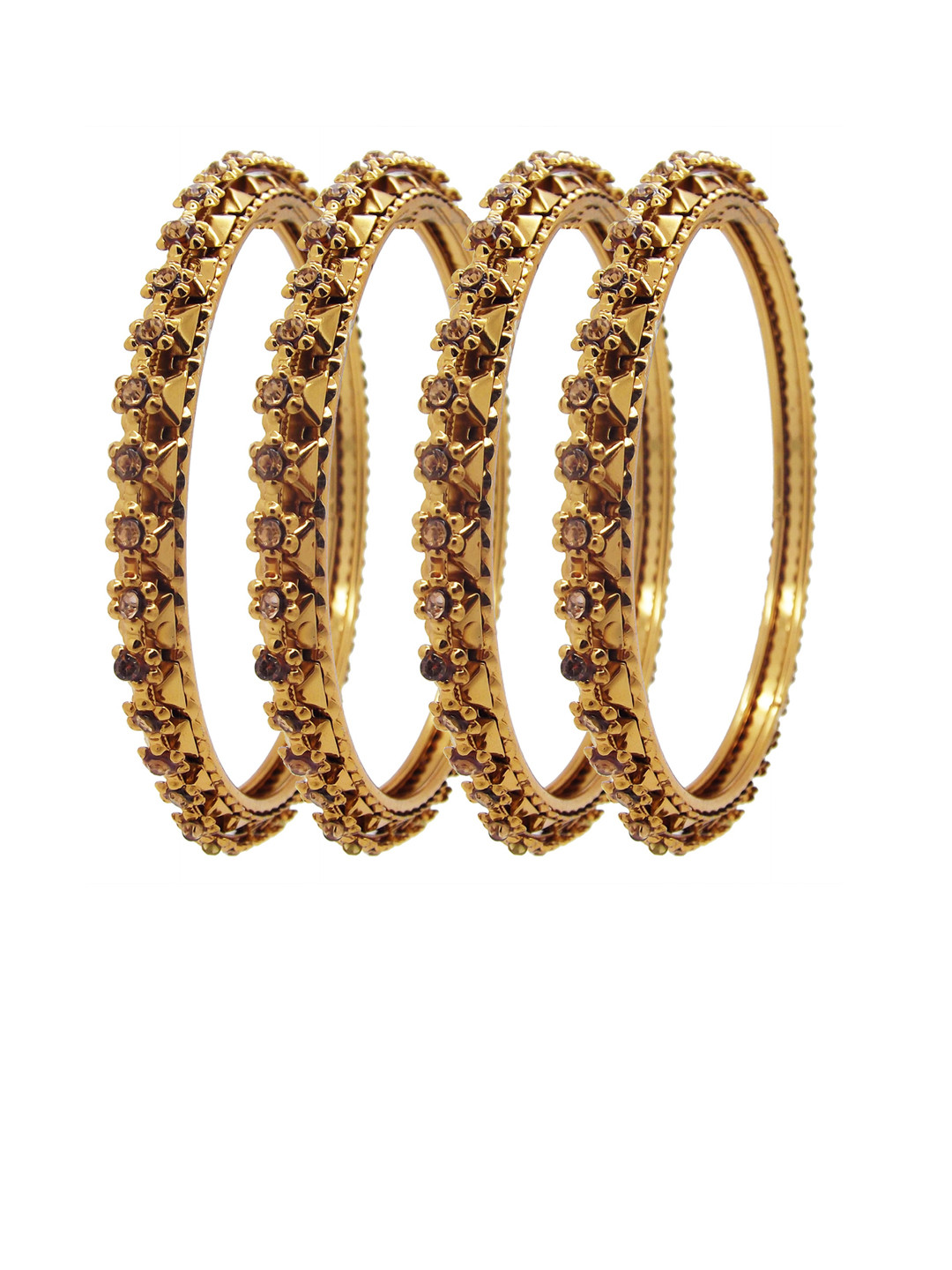 

FEMMIBELLA Set Of 4 Copper-Plated AD Studded Kada Bangle