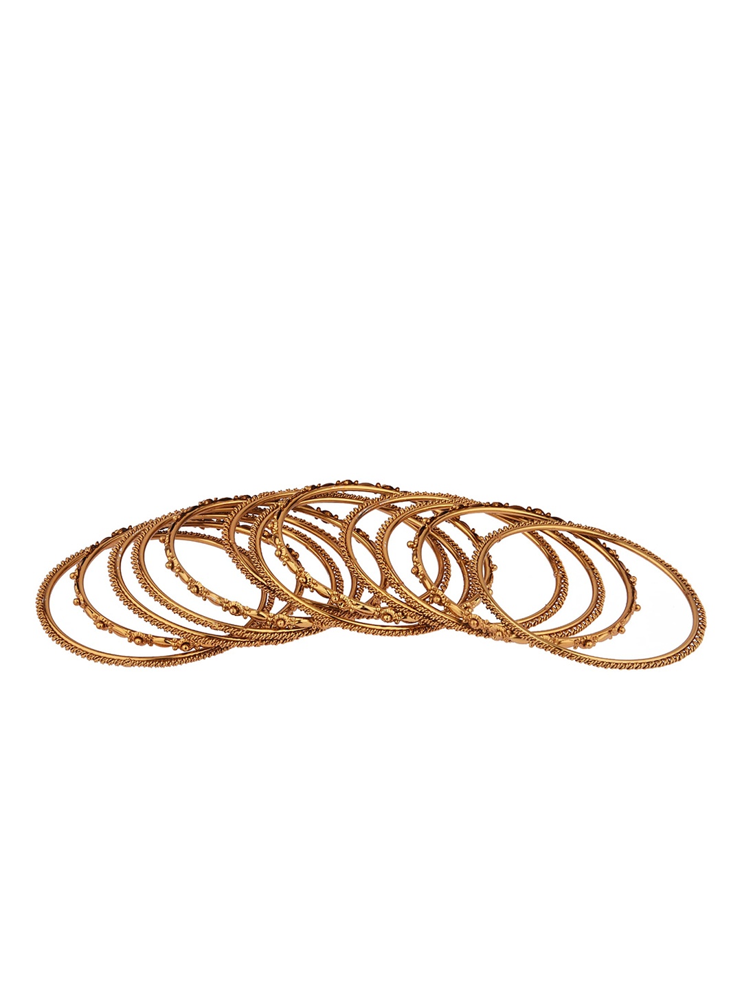 

FEMMIBELLA Set Of 12 Gold-Plated Stone Studded Bangle