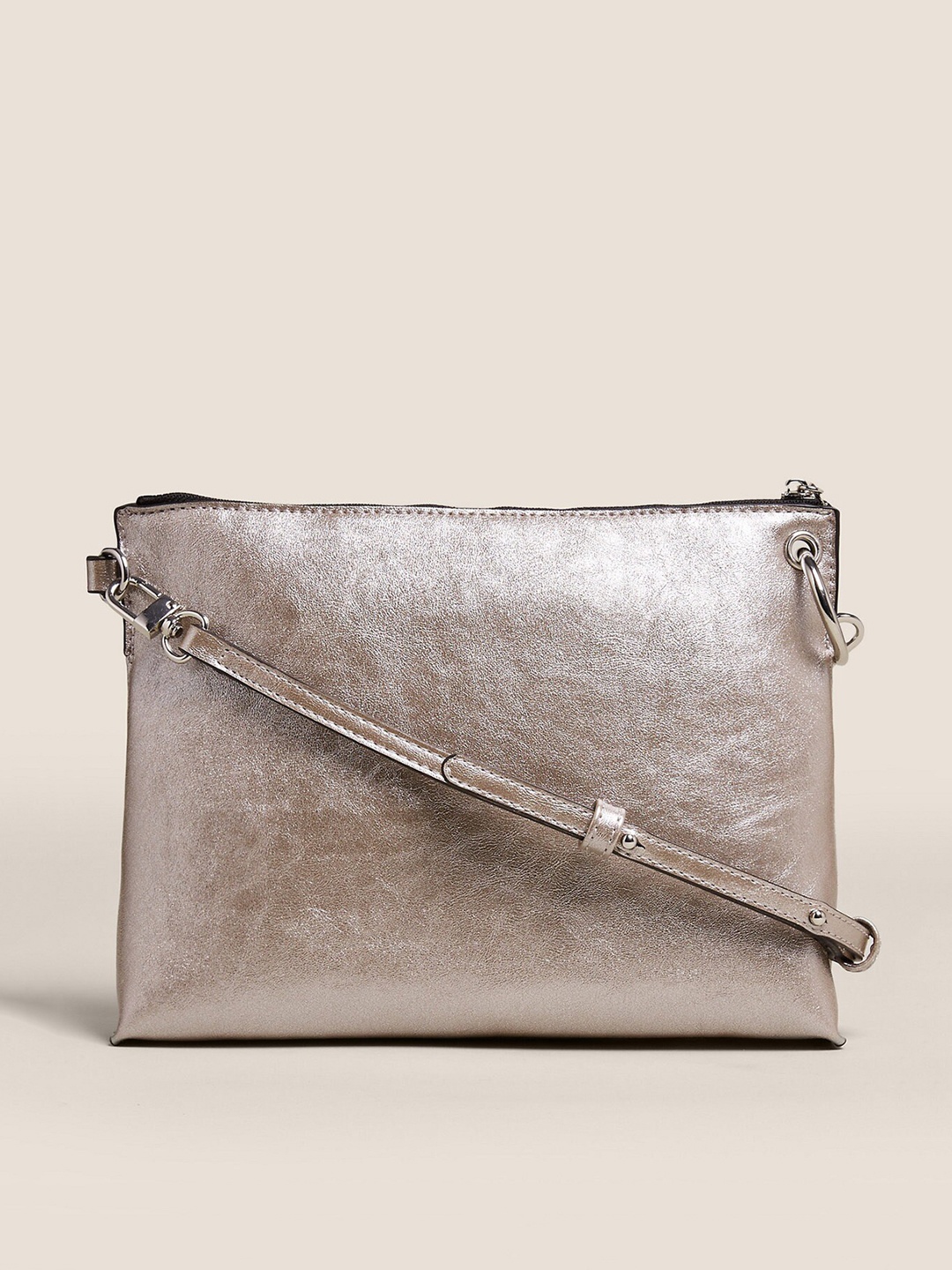 

Marks & Spencer PU Structured Crossbody Sling Bag, Metallic