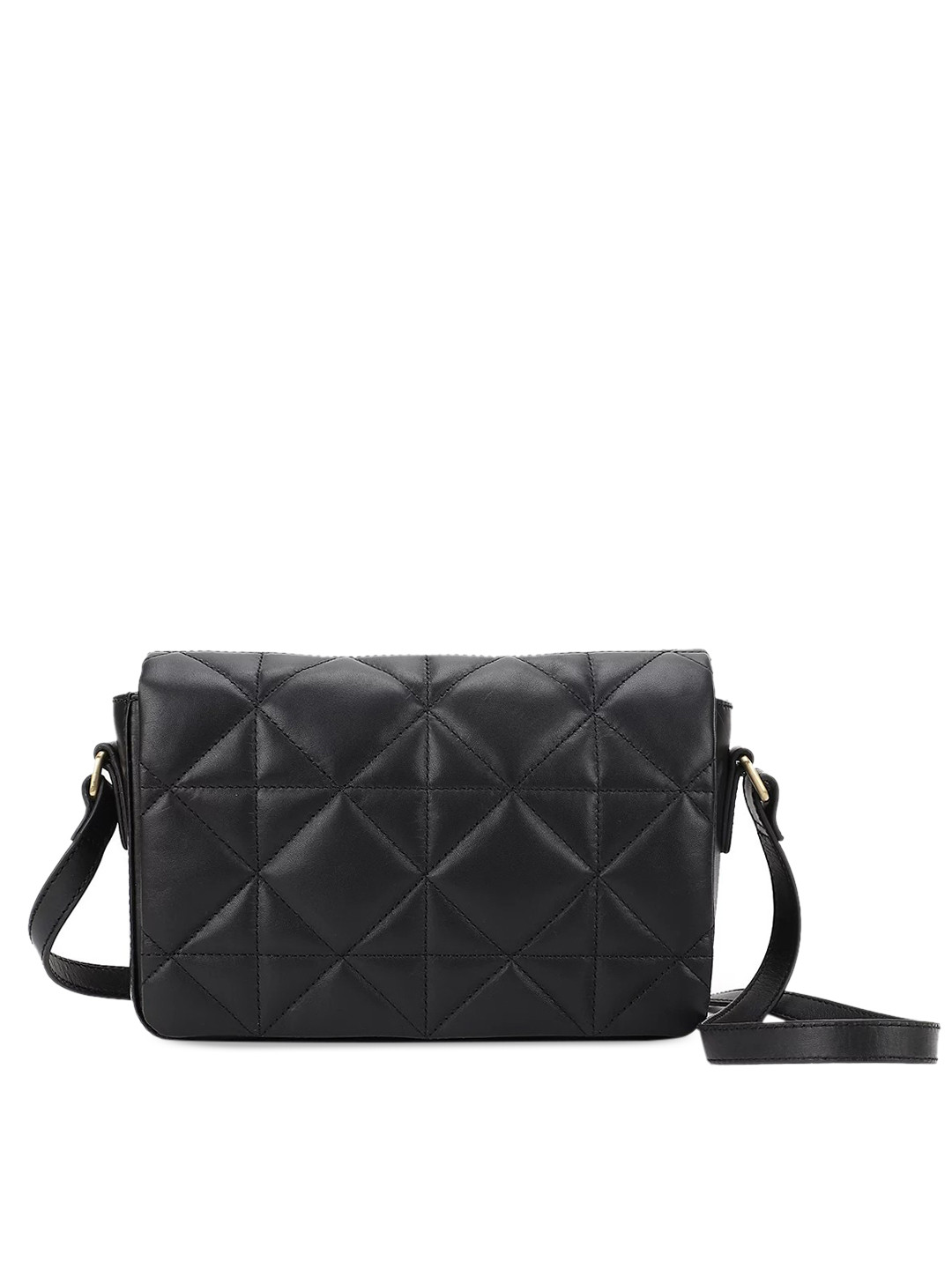 

Marks & Spencer Textured Leather Structured Sling Bag with Quilted, Black