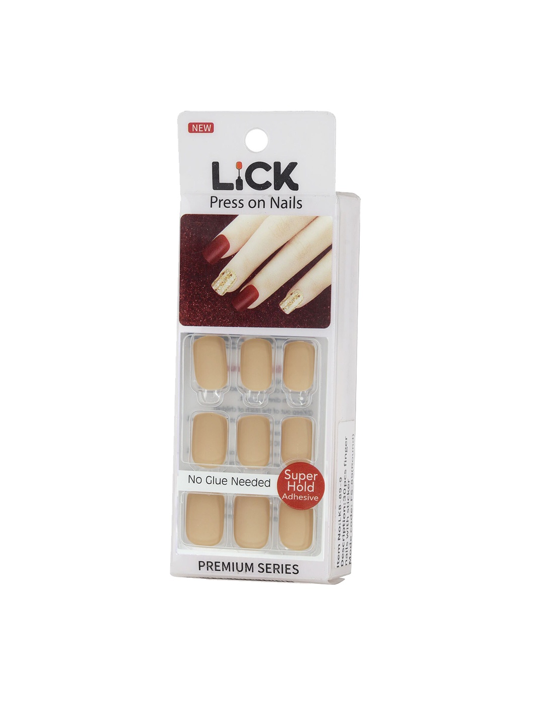

LICK Set Of 12 Matte Classic Nude Acrylic False Reusable Nails Extension, Beige