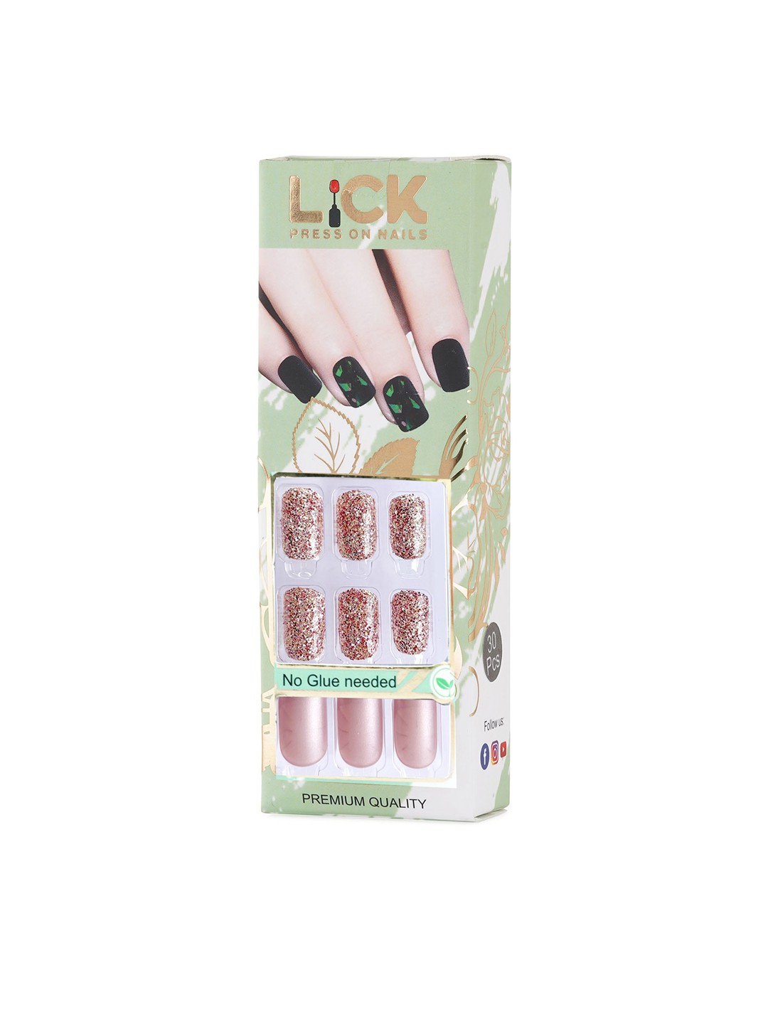 

LICK Set Of 12 Acrylic French Manicure Artificial Nails Extension With Application Kit, Mauve