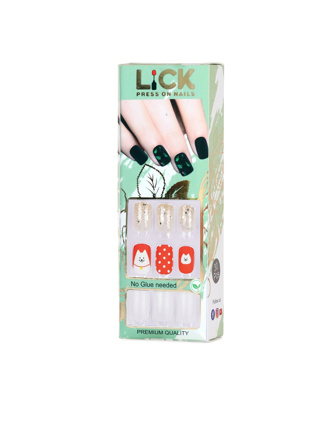 

LICK Set Of 12 Acrylic Reusable False/Fake/Artificial Nails With Application Kit, White