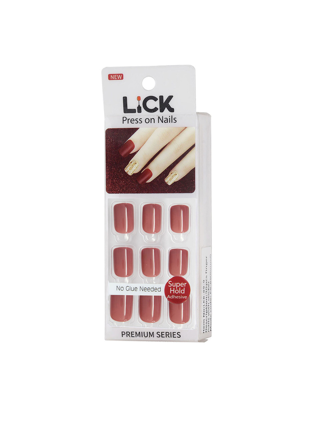 

LICK 24 Pcs Glossy Square Fake Artificial Press On Nails - Pink, Peach