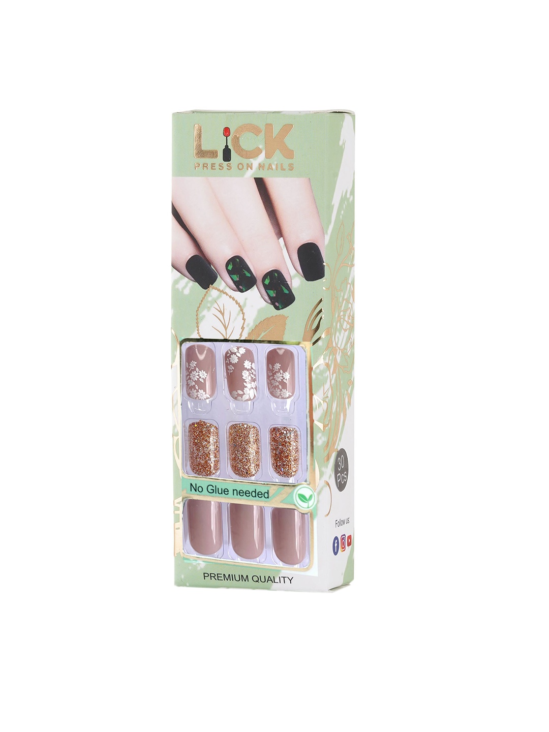 

LICK Set Of 12 Nude Reusable Artificial Press on Nails Acrylic Nail Extension