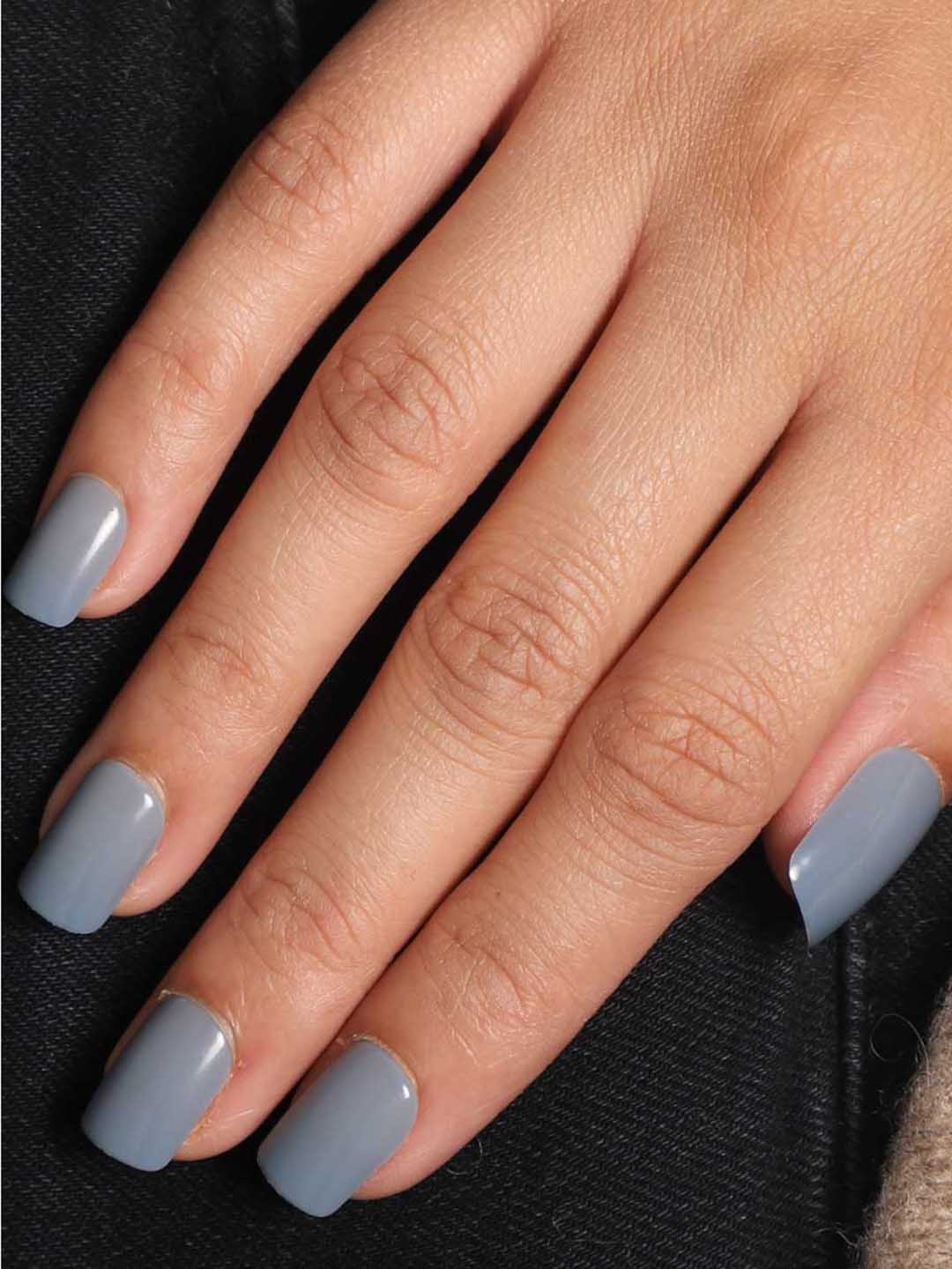 

LICK 24 Pcs Glossy Square Fake Artificial Press On Nails -Grey