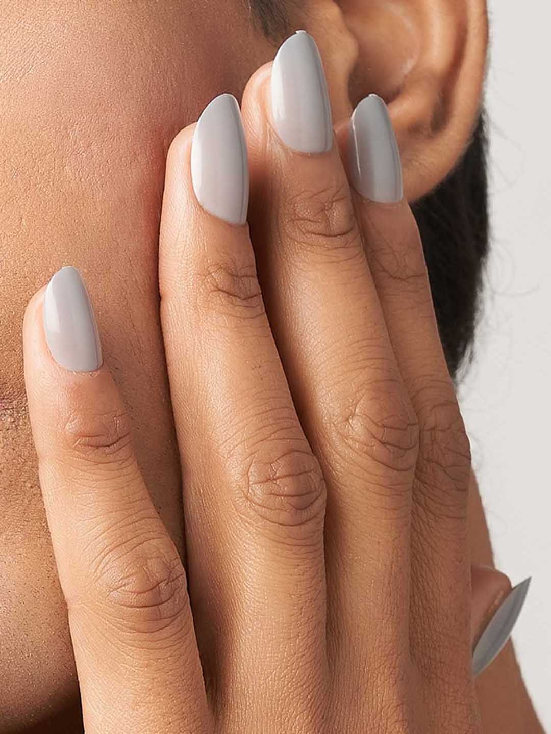 

LICK 24 Pcs Glossy Oval Fake Artificial Press On Nails - Grey