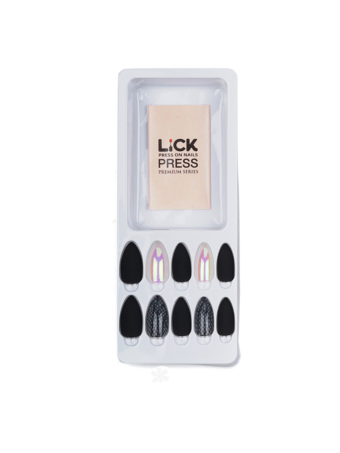 

LICK Set Of 12 Acrylic Reusable Artificial Nails Extension Kit, Black