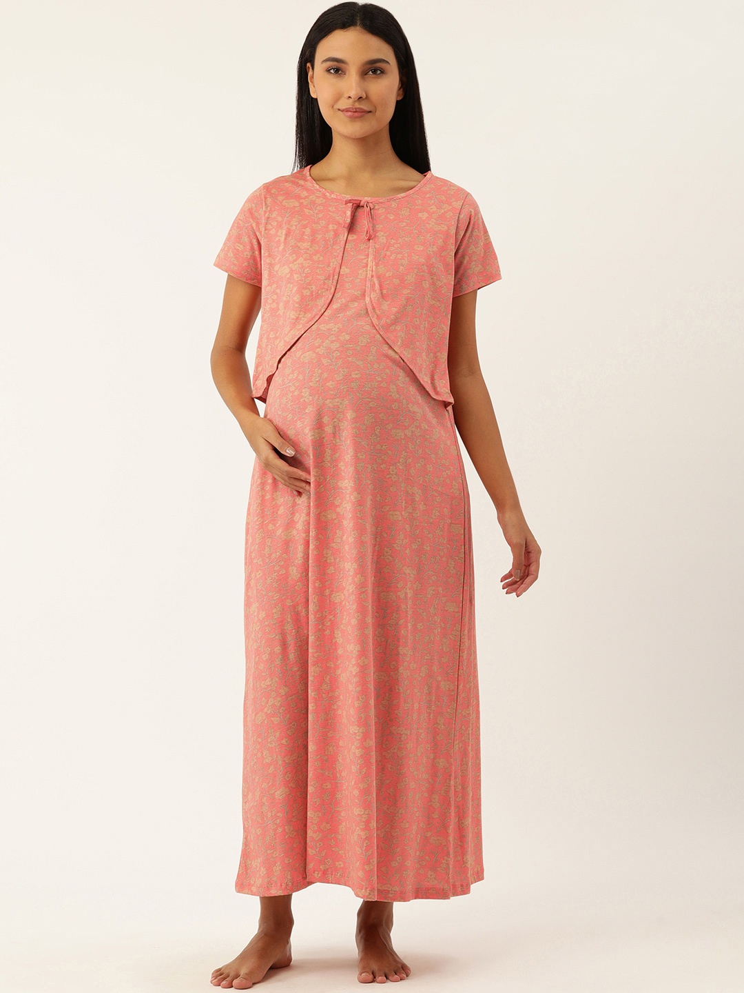 

Nejo Maternity Printed Cotton Maxi Nightdress, Pink