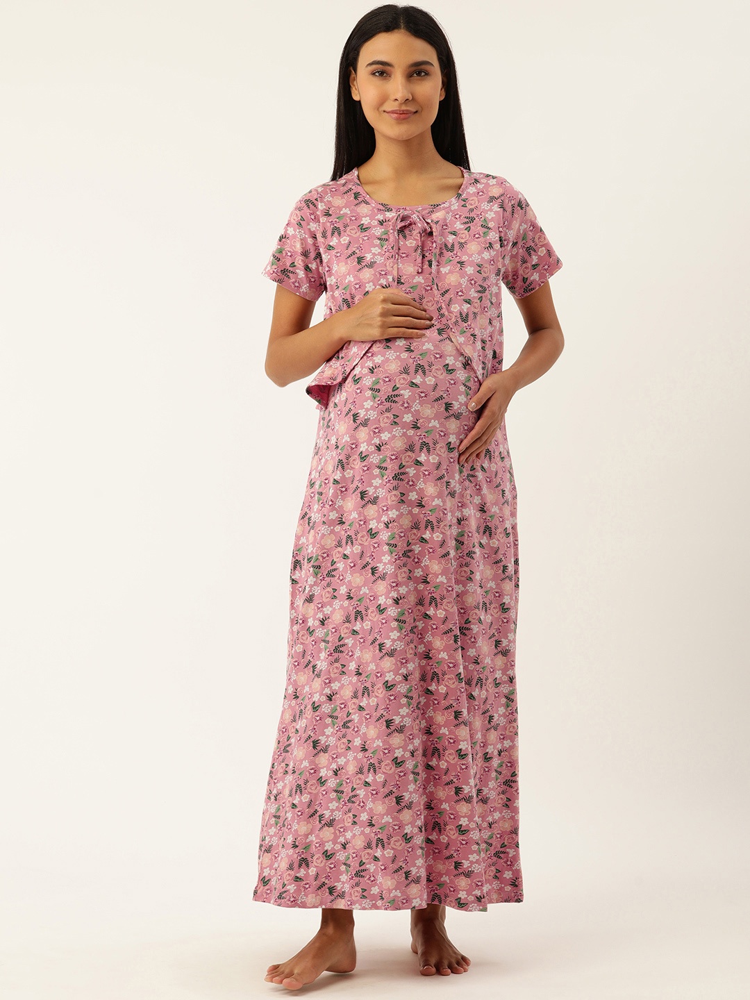 

Nejo Maternity Printed Cotton Maxi Nightdress, Pink