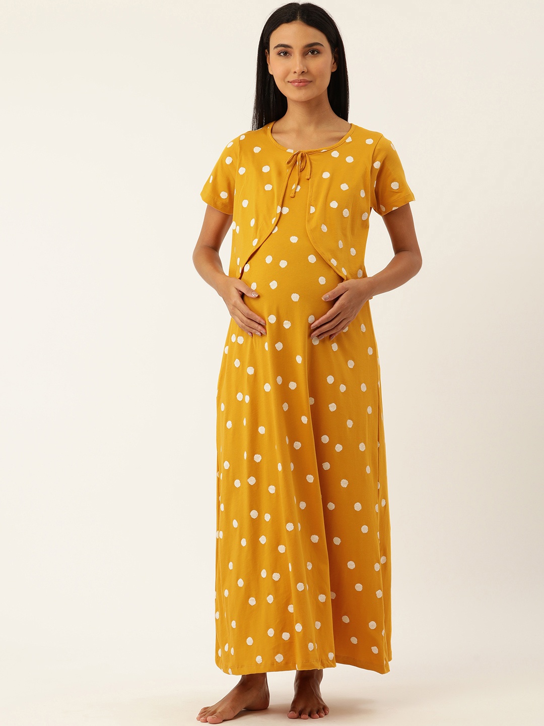 

Nejo Maternity Printed Cotton Maxi Nightdress, Yellow
