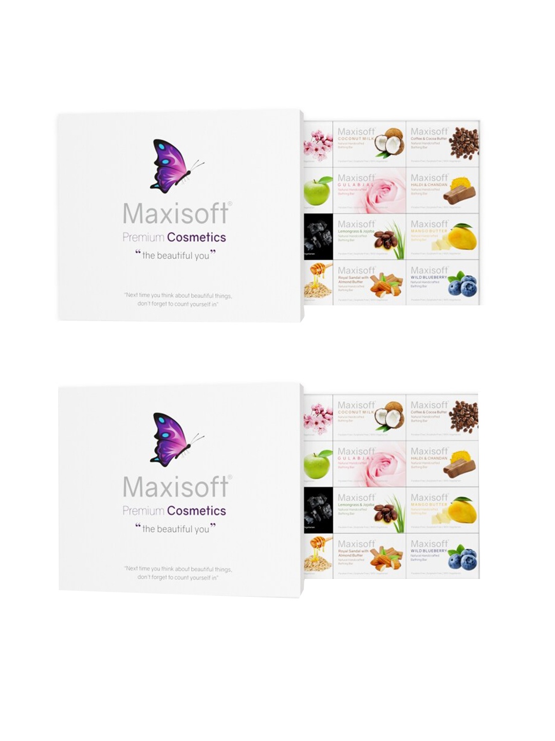 

Maxisoft Pack Of 2 Handmade Bathing Bar 75 gm x 2, White