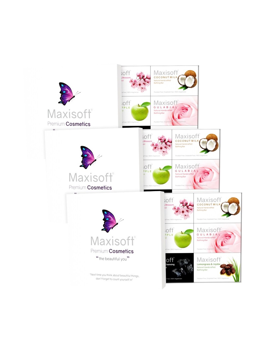 

Maxisoft Set Of 3 Handmade Bathing Bar Soap 75 gm each, White
