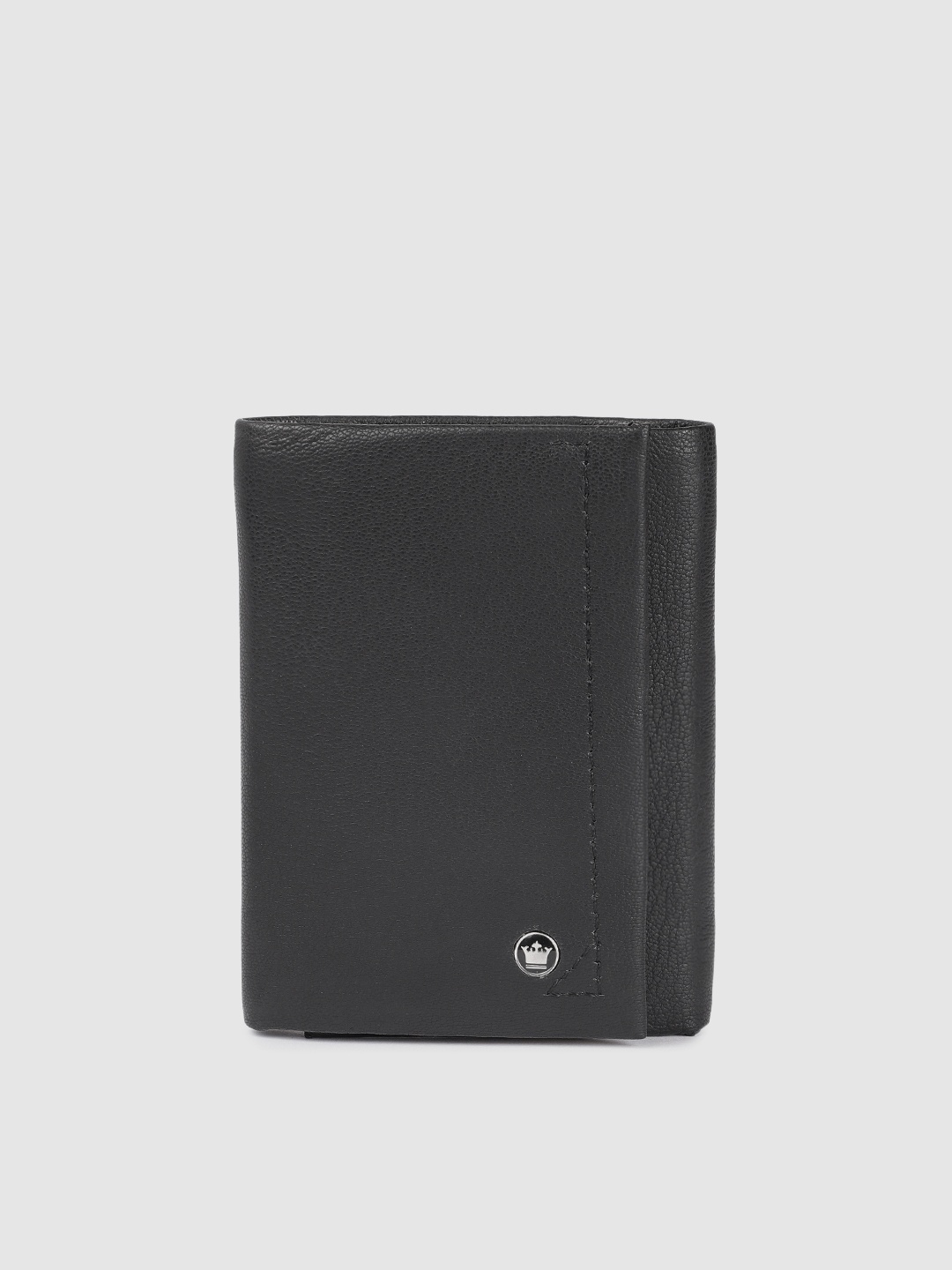 

Louis Philippe Men Black Leather Three Fold Wallet