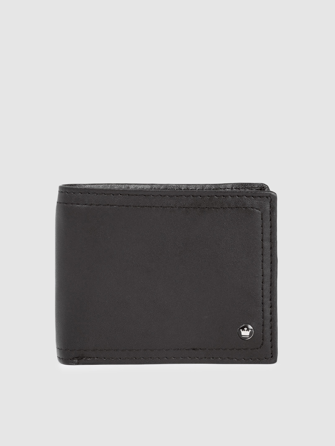 

Louis Philippe Men Black Solid Leather Two Fold Wallet