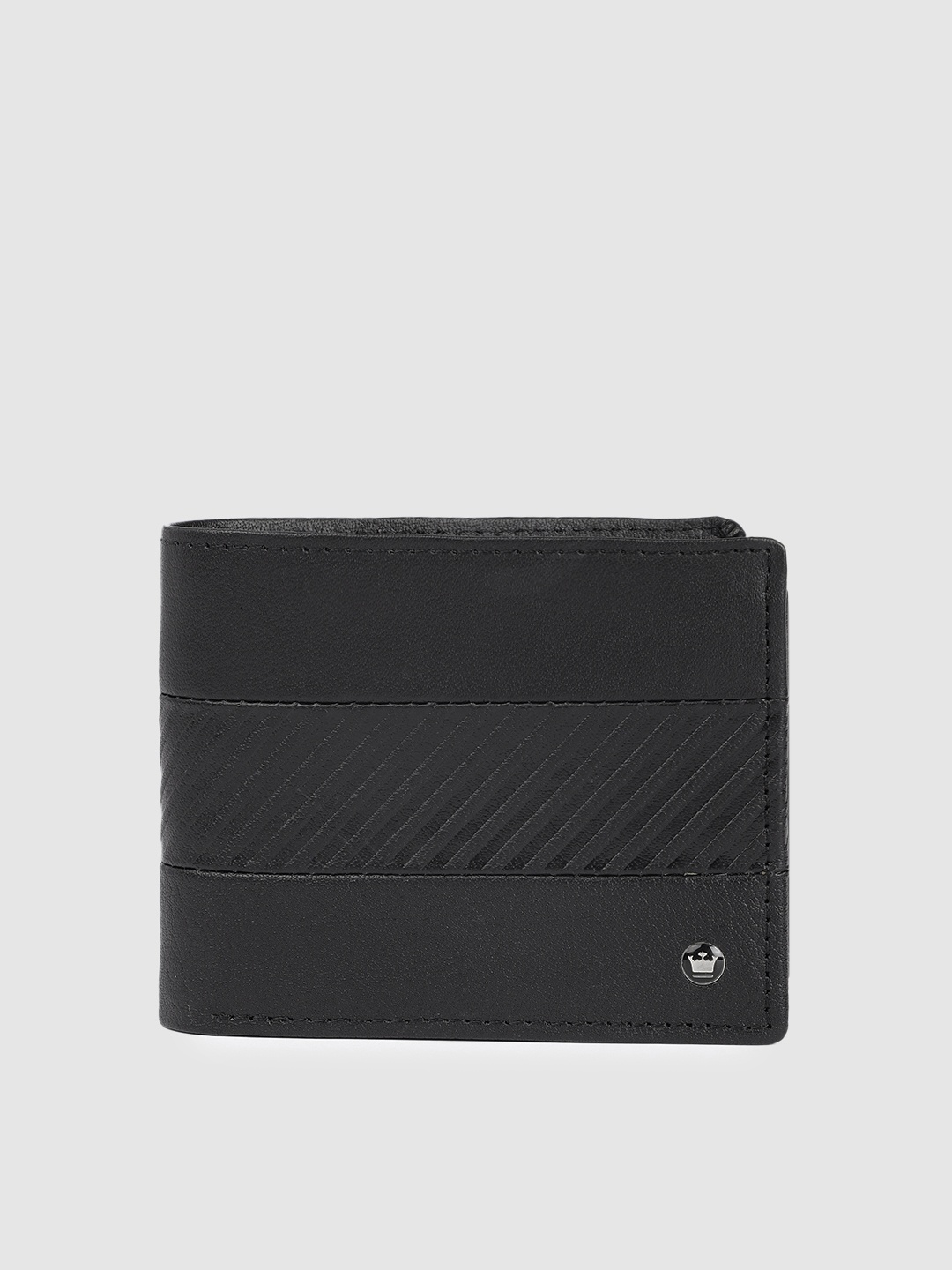 

Louis Philippe Men Black Striped Leather Two Fold Wallet