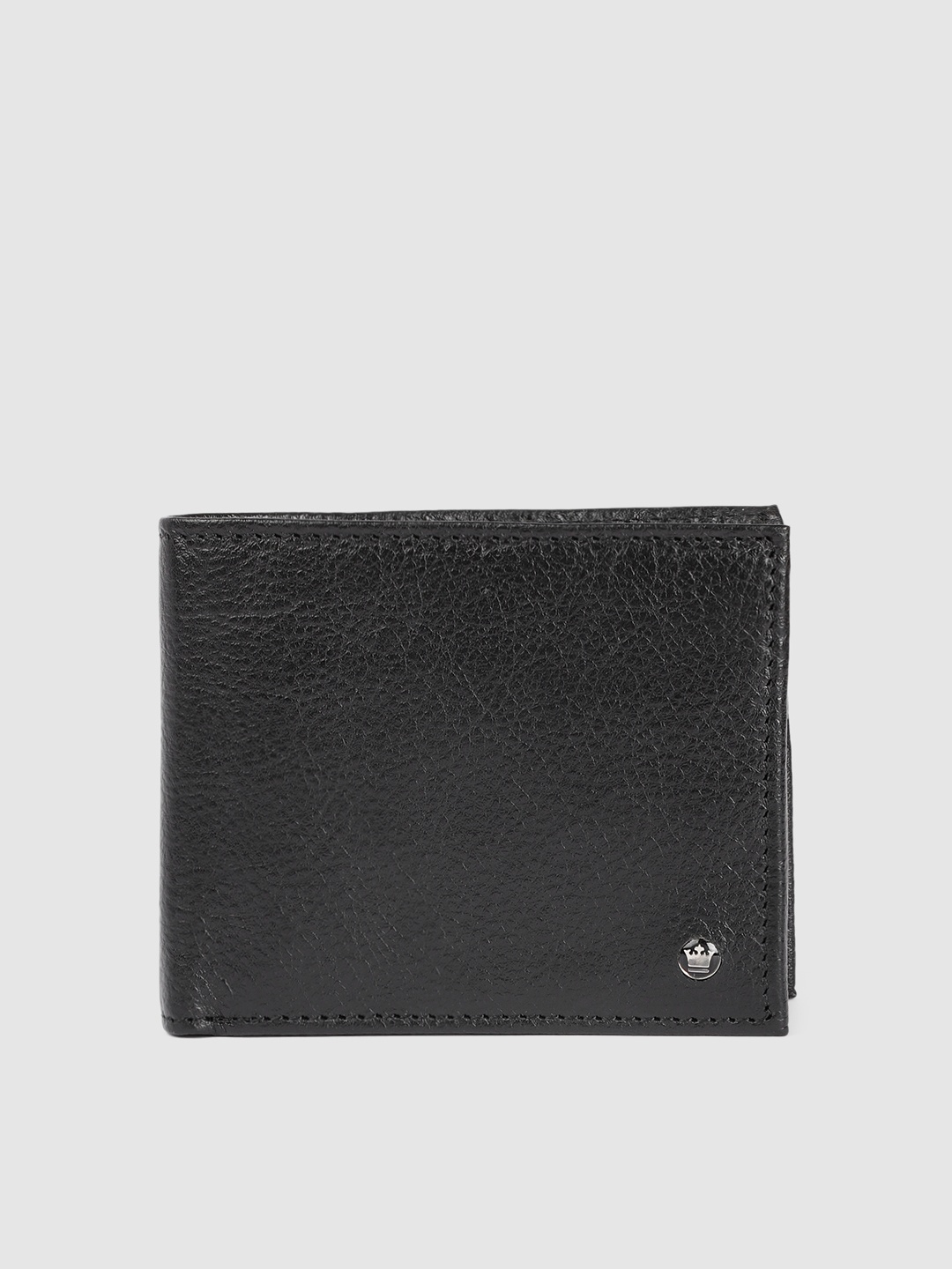 

Louis Philippe Men Black Textured Leather Two Fold Wallet