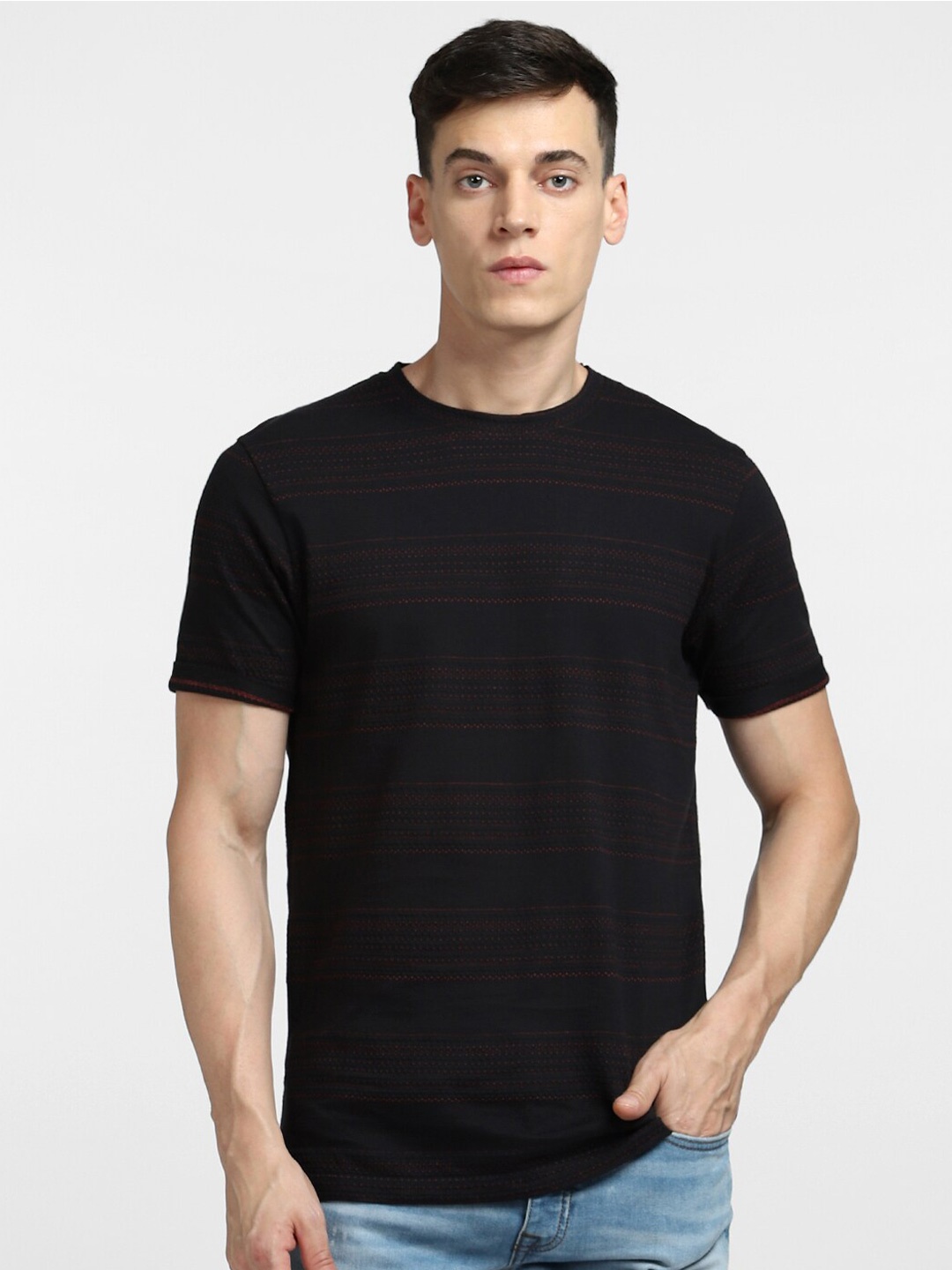 

Jack & Jones Men Black Slim Fit T-shirt