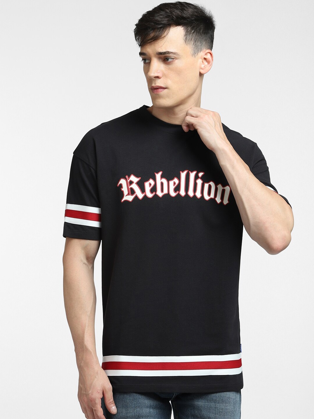 

Jack & Jones Men Typography Printed Cotton T-shirt, Black